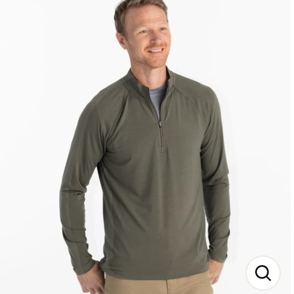 Free Fly Men's Bamboo Flex Quarter Zip Pullover Size 2XL Green Grey UPF‎ 50+